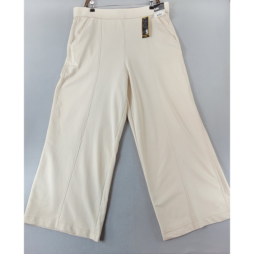 Lee Layers Wide Leg Loose Fit Pants Soybean Cream Pintuck Seam XL NWT